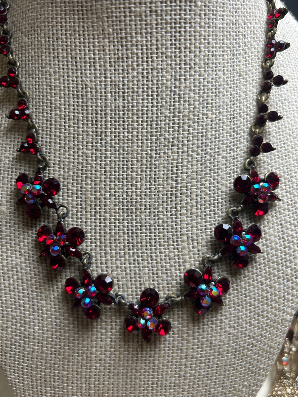 Red Floral Crystal Necklace by